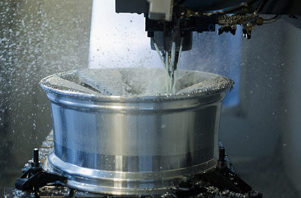 Vossen wheel being machined during the manufacturing process